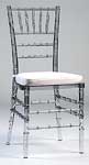 Crysal clear chiavari chair rental with white chivary chair pad